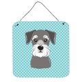 Micasa Checkerboard Blue Schnauzer Aluminum Metal Wall Or Door Hanging Prints6 x 6 In. MI729811